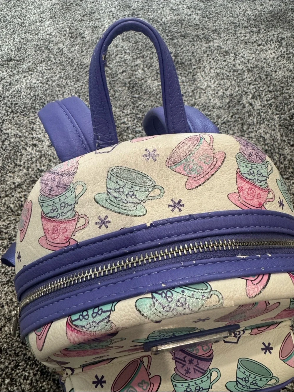 Disney Mini Backpack Purple, Pink and Teal Teacups Alice in Wonderland Loungefly